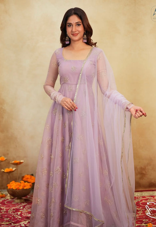 Elara – Premium Organza Anarkali Suit Set (3 Piece)
