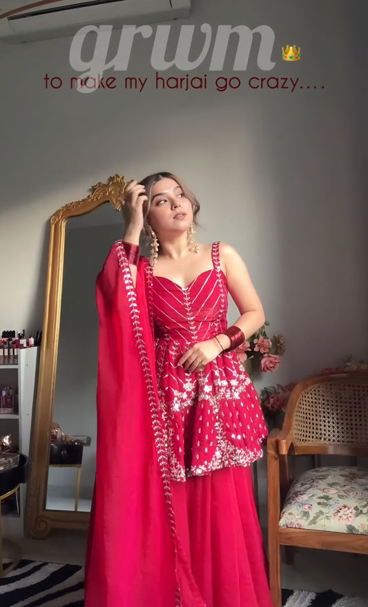 Neha's Pink Slit Sharara Suit Set