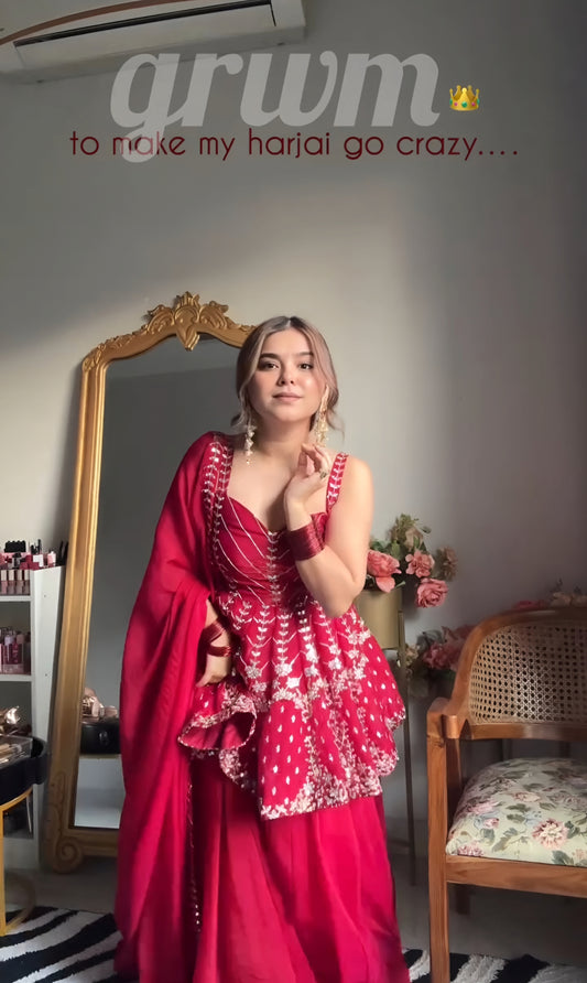 Neha's Pink Slit Sharara Suit Set