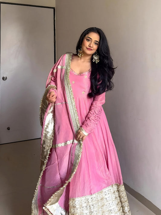 Zareen – Chinon Silk Designer Anarkali Suit Set (3 PCS)