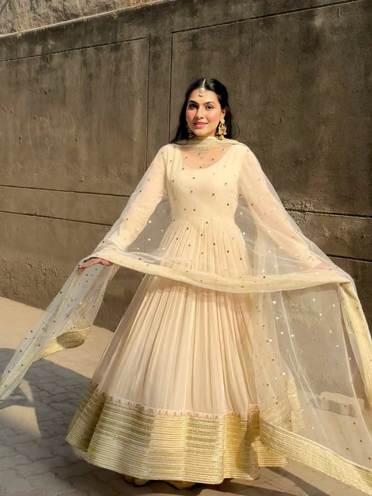 Rangrez off white Anarkali Premium Suit Set