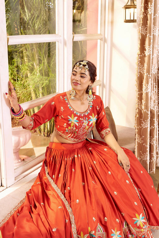 Kesariya Orange Wedding Lehenga Choli Set [3 PCS]