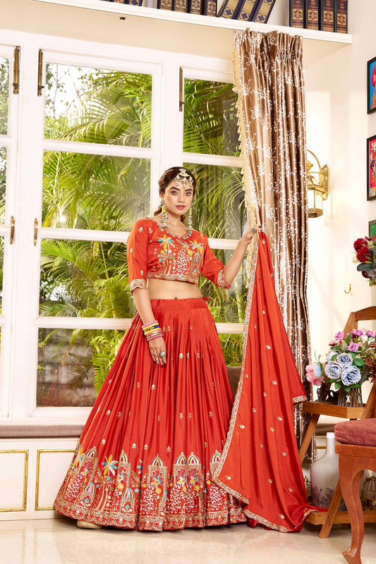 Kesariya Orange Wedding Lehenga Choli Set [3 PCS]