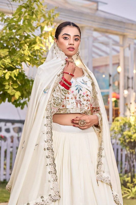 Noorvika Off White Wedding Lehenga Choli Set [3 PCS]