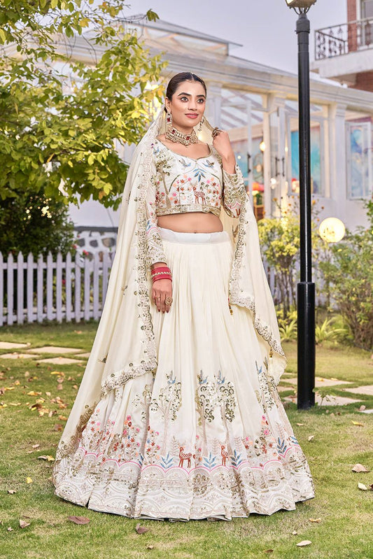 Noorvika Off White Wedding Lehenga Choli Set [3 PCS]