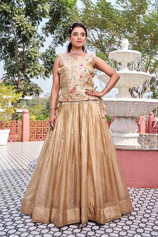 Suvarna Gold Crush Wedding Lehenga Set with Shrug [3 PCS]