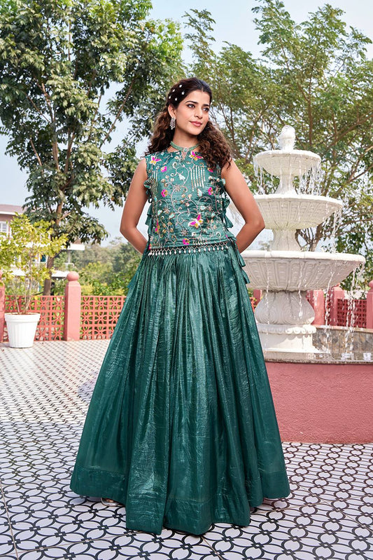 Meherza Teal Green Wedding Lehenga Set with Shrug [3 PCS]