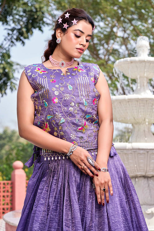 Lavanya Lavender Wedding Lehenga Set with Shrug [3 PCS]