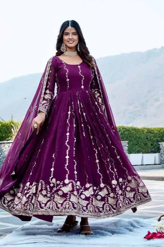 Mehrya Wine Festival Long Gown Set [2 PCS]