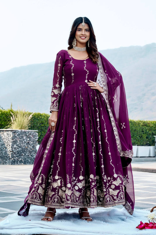 Mehrya Wine Festival Long Gown Set [2 PCS]