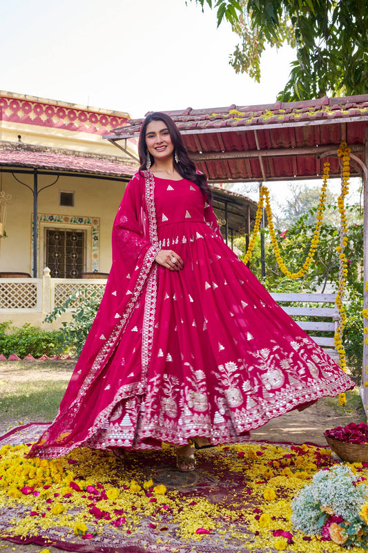 Rangmahal Rani Pink Festival Long Gown Set [2 PCS]