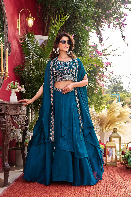 Neelvastra Teal Blue Wedding Lehenga Choli Set [3 PCS]