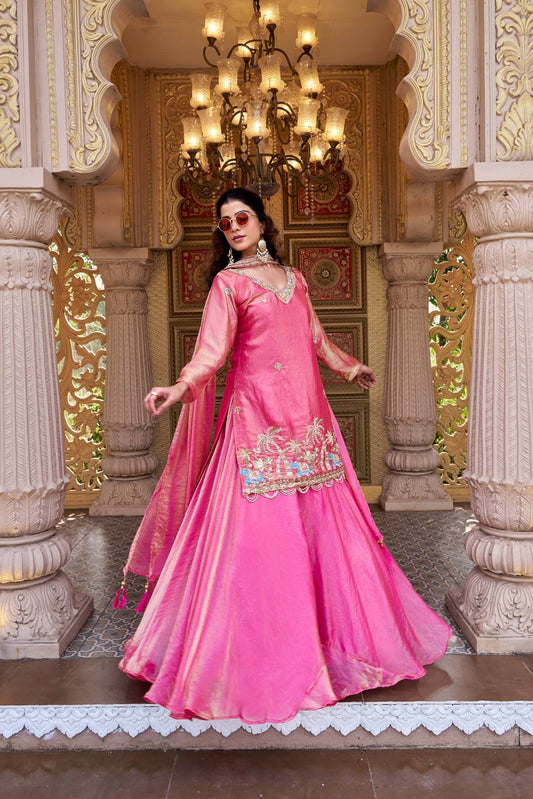 Gulraani Hot Pink Festival Lehenga Choli Set [3 PCS]