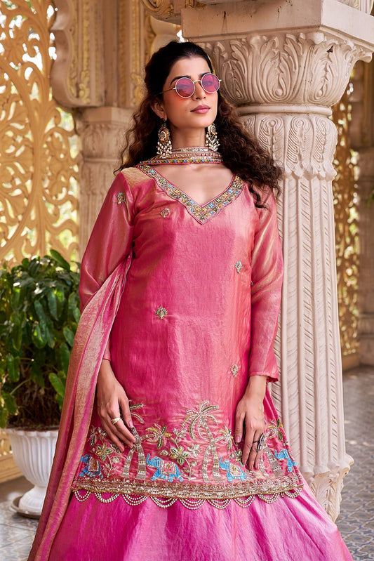Gulraani Hot Pink Festival Lehenga Choli Set [3 PCS]