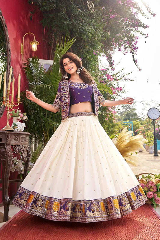 Varnika Purple Festival Lehenga Choli & Koti Set [3 PCS]