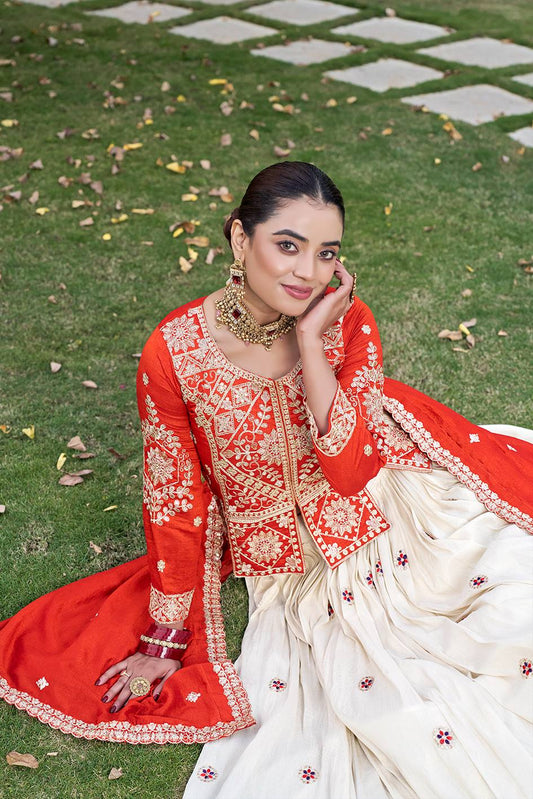 Kesarika Orange Festival Lehenga Choli Set [3 PCS]