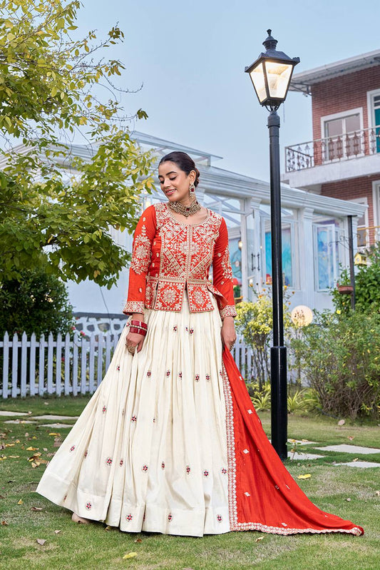 Kesarika Orange Festival Lehenga Choli Set [3 PCS]