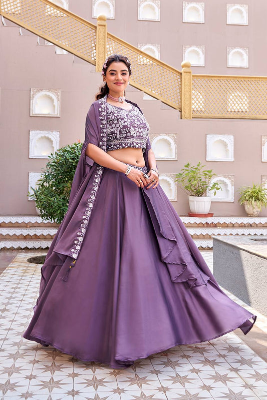 Ruhvanya Regal Purple Wedding Lehenga Choli Set [3 PCS]