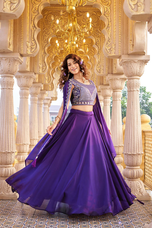 Rajnisha Purple Bridal Lehenga Choli Set [3 PCS]