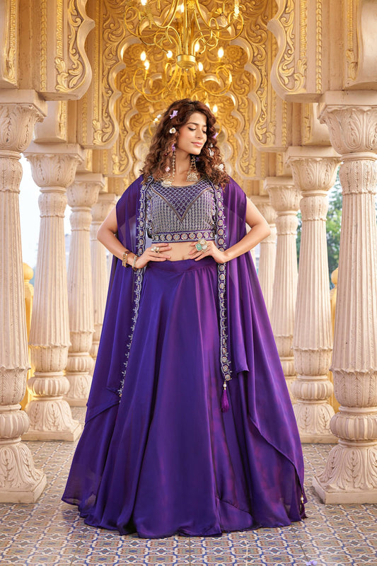 Rajnisha Purple Bridal Lehenga Choli Set [3 PCS]