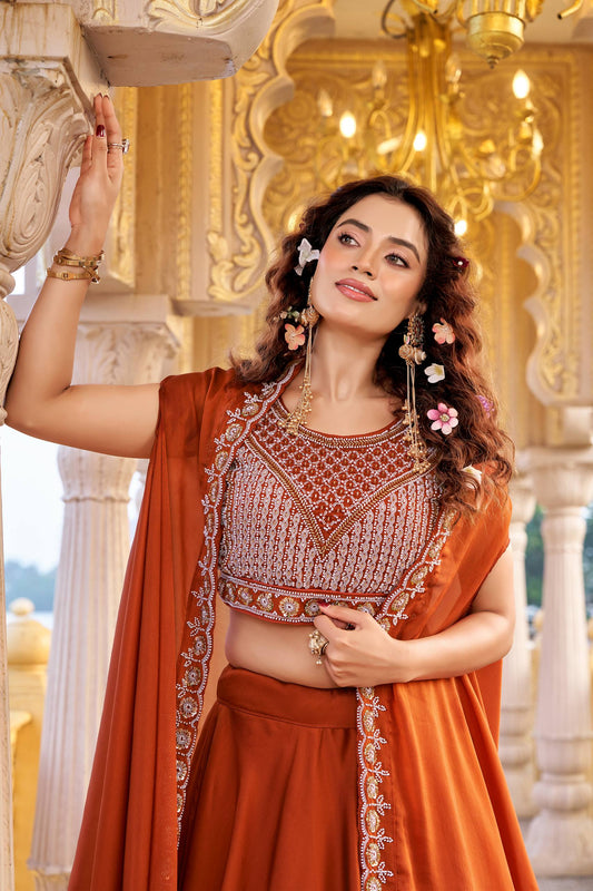 Kesariyaara Orange Bridal Lehenga Choli Set [3 PCS]