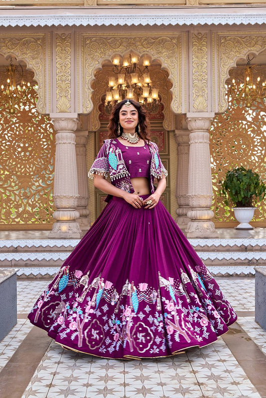 Mahveen Wine Festival Lehenga Choli With Koti Set [3 PCS]