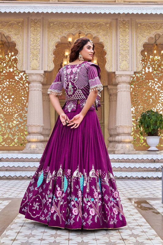 Mahveen Wine Festival Lehenga Choli With Koti Set [3 PCS]