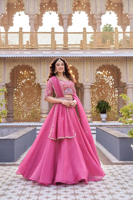 Rangmahal Pink Bridal Lehenga Choli Set [3 PCS]