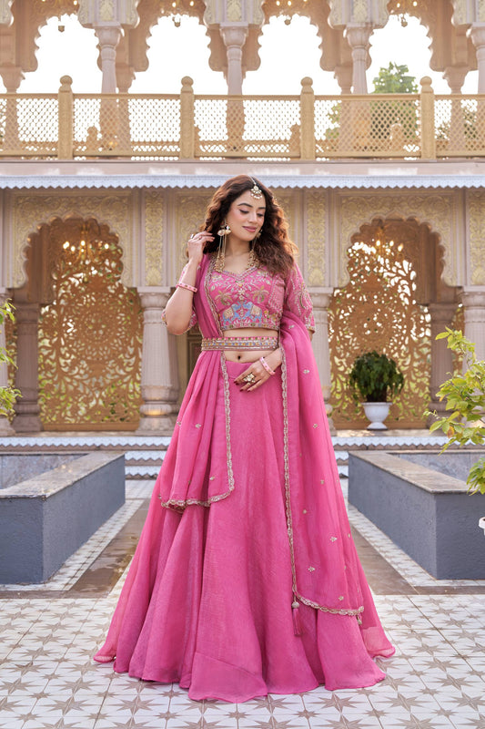 Rangmahal Pink Bridal Lehenga Choli Set [3 PCS]